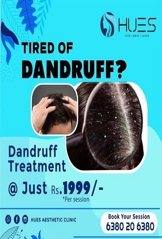 Specialist performing scientific anti-dandruff scalp treatment at Hues Aesthetic Clinic Madurai