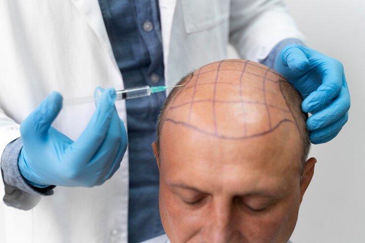 Advanced FUE hair transplant surgery procedure in progress at Hues Aesthetic Clinic Madurai