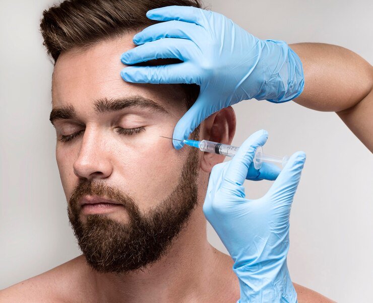 FUE beard transplant procedure in progress at Hues Aesthetic Clinic Madurai